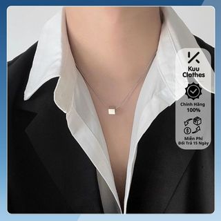 Dây Chuyền Square Chain Hình Khối Vuông Đặc Màu Bạc Kuu Clothes - Vòng Cổ Hình Khối Thép Titan Không Gỉ - Square Chain