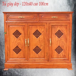 Tủ giày dép 3 cánh 2 ngăn kéo gỗ hương dài 120x40 cao 100cm