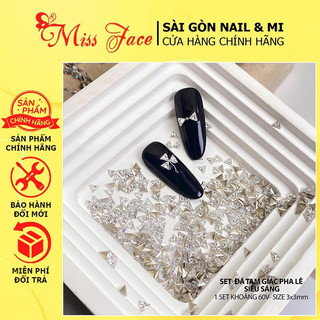 Set 60 viên đá khối mini chân bằng hình tam giác cao cấp -Set đá tam giác đính móng-Set đá hình khối chân bằng siêu sáng