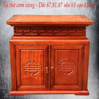 Tủ bàn thờ cơm chữ thọ 2 cánh gỗ hương sâu 61 cao 61cm