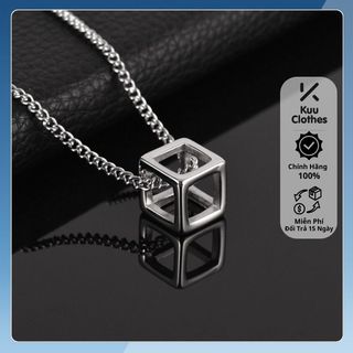 Dây Chuyền Cube Lập Phương Rỗng Kuu Clothes Màu Bạc - Mặt Vòng Cổ Cube Chain Đơn Giản Titan Không Gỉ - Cube Chain