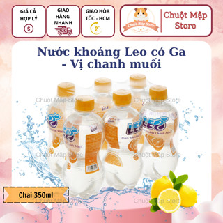 Lốc 6 chai - Nước khoáng có ga Chanh Muối LEO 350ml. Chuột Mập Store.