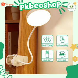 Đèn học led để bàn tích điện Pkbeoshop đèn kẹp bàn đọc sách bảo vệ mắt 3 màu sáng nút cảm ứng DB01