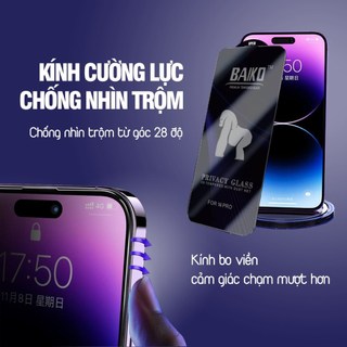 Kính cường lực Chống nhìn trộm KK Baiko cho đủ dòng iphone 6/ 7/ 8/ X/ XSMAX/ 11/ 12/ 13/ 14/ 15 PRO/ PROMAX/ PLUS