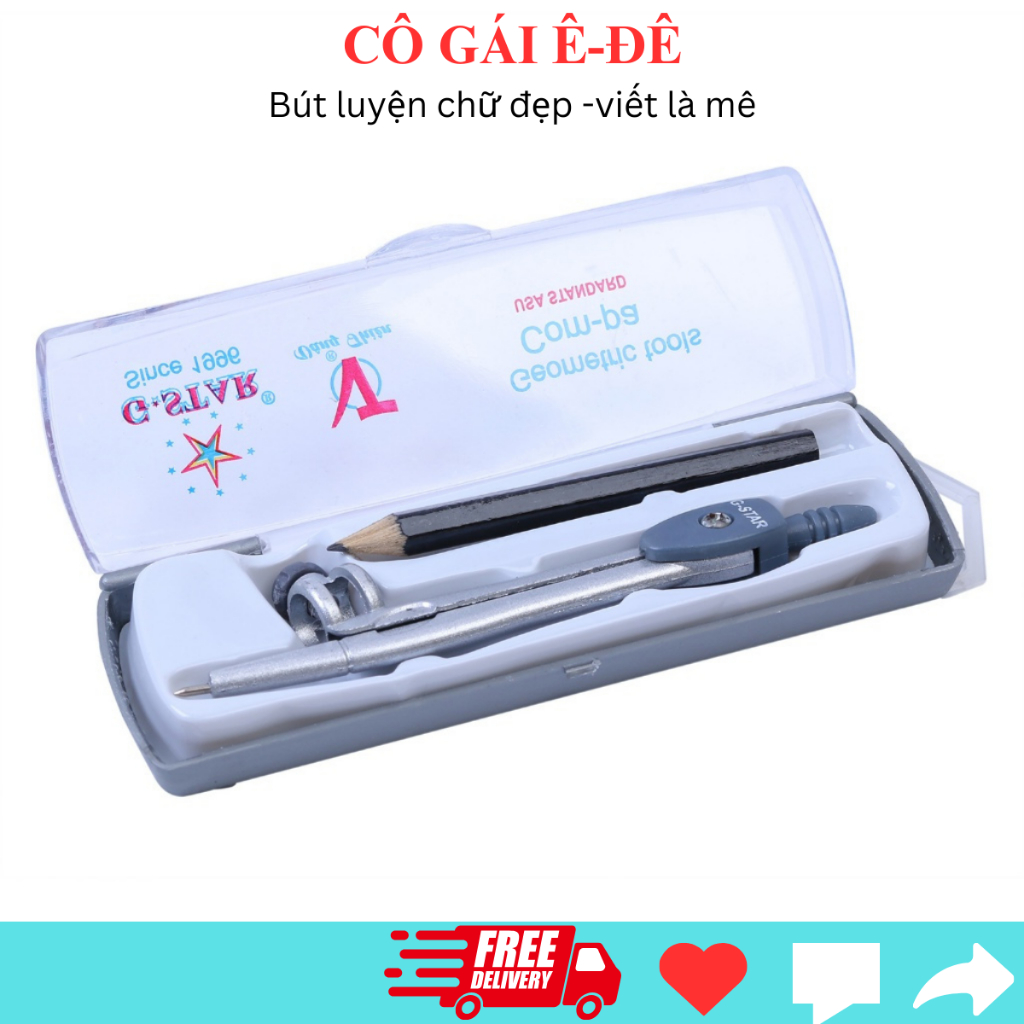 Compa học sinh bút chì gỗ Gstar U-112, compass bút chì gỗ Gstar u112 có hộp tiện lợi cho học sinh