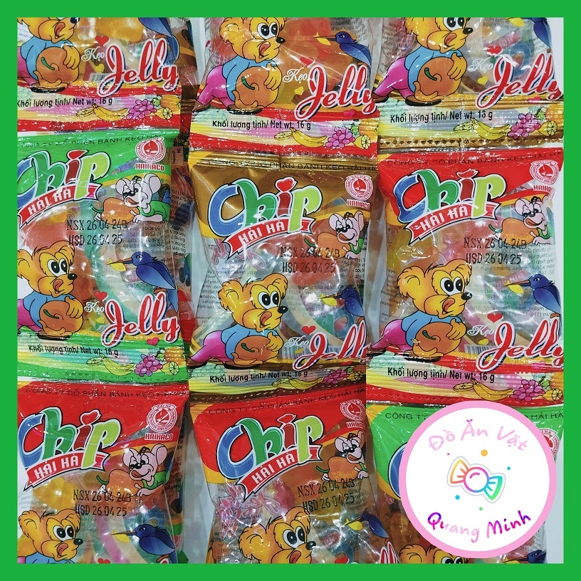 Dây 10 gói Kẹo dẻo Jelly Chip Chip Hải Hà vị trái cây gói 16g mềm dẻo đủ hình ngộ nghĩnh dành cho các bé