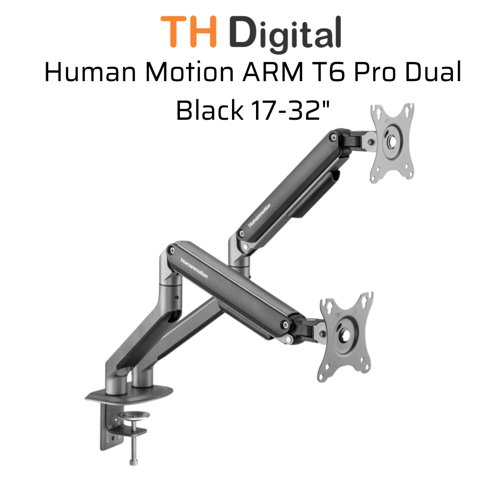 Giá đỡ màn hình đôi Human Motion T6 Pro - Dual Đen - Hàng chính hãng