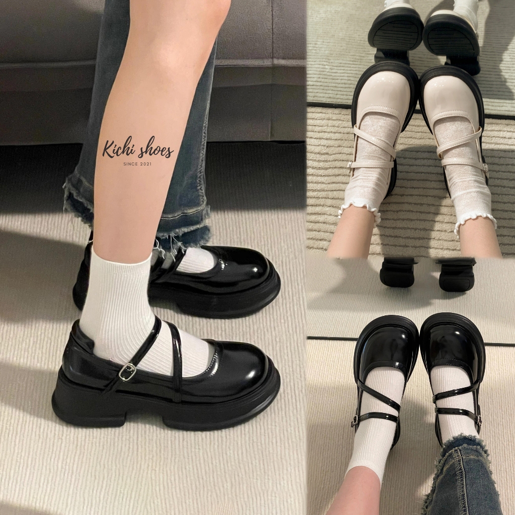  Giày mary jane KICHI basic dễ phối đồ đi học đi chơi giày nữ basic quai chéo tôn dáng giày đốc loafer cho nữ sinh 520MR 
