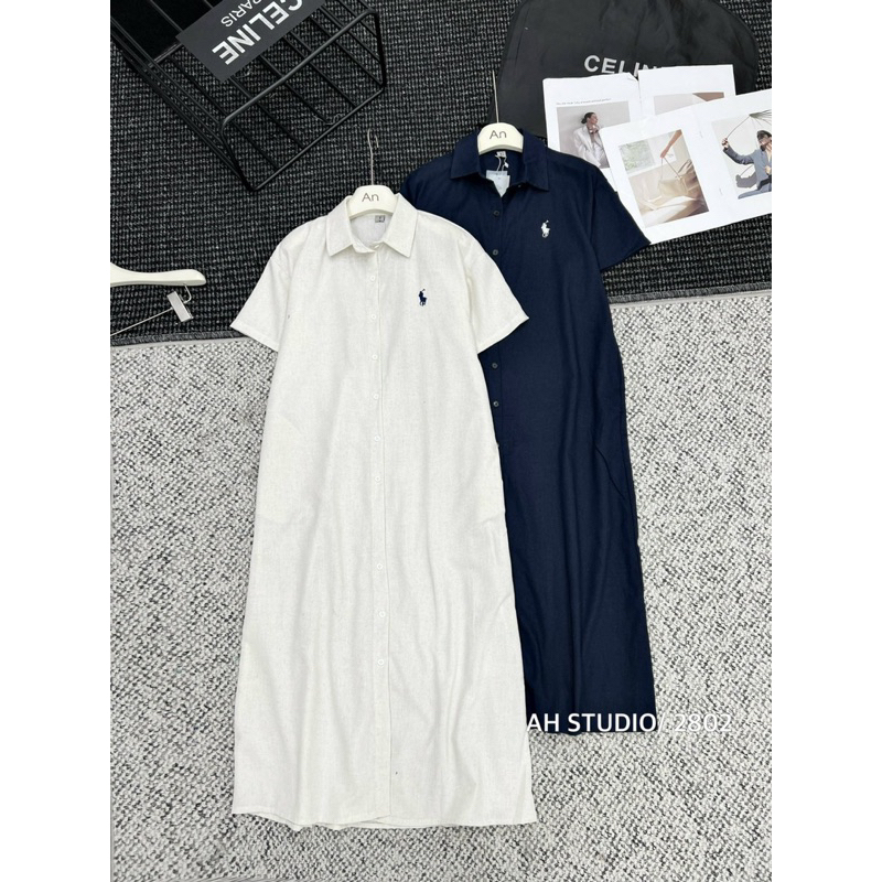 Đầm sơ mi linen suông (ảnh thật/ có sẵn)