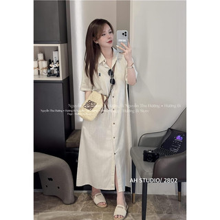 Đầm sơ mi linen suông (ảnh thật/ có sẵn)