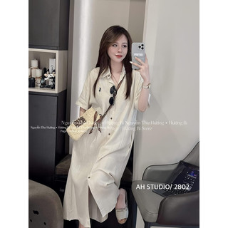 Đầm sơ mi linen suông (ảnh thật/ có sẵn)