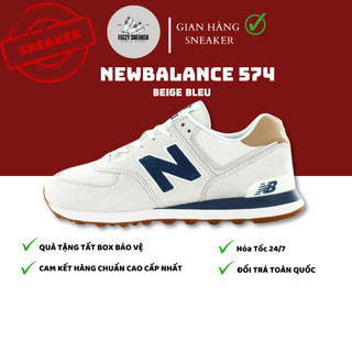 Giày New Balance 574 Grey Blue, Nb 574 xanh navy da lộn cao cấp tặng tất.