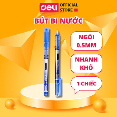 Bút Bi Nước Khô Nhanh Deli Ngòi 0.5mm - Nét Viết Trơn Tru, Có Vạch Mực Và Nắp Đậy Ghi Chép Văn Phòng
