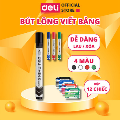 [Hộp 12 Chiếc] Bút Dạ Viết Bảng Trắng Deli Có Thể Xóa Được - Nét Trơn Tru, Mực Ra Đều