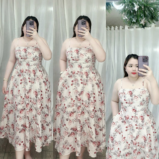 [Bigsize 60-90kg] Đầm 2 dây xẻ túi lụa mango