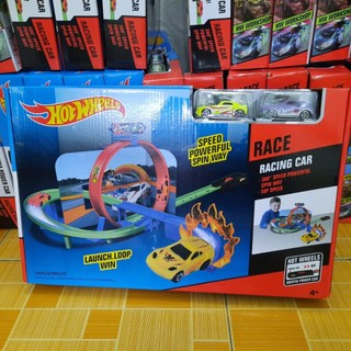 Bộ lắp ghép đường đua ô tô Hotwheels gồm 2 xe và 1 vòng xoắn đồ chơi trẻ em