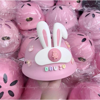 [ TẶNG CHAMR TÊN] Nón bảo hiểm vành tròn mũ cối cho bé Kèm Tai thỏ Cute Size nón 2 - 8 tuổi Tặng kèm Tai và Chamr