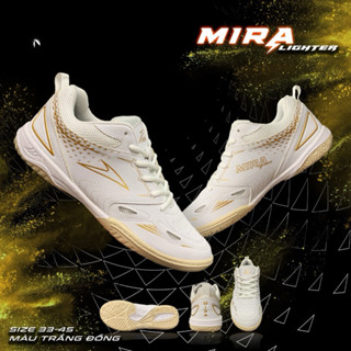 Giày cầu lông, bóng bàn, bóng chuyền chính hãng Mira Lighter siêu nhẹ đế kép eva chống trượt tặng kèm vớ dệt Merci Sport