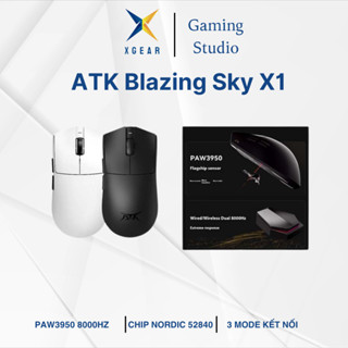 Chuột không dây gaming ATK Blazing Sky X1 Ultimatecảm biến Nodric 52840 8K Polling Rate kết nối 3 mode tặng kèm dongle8K
