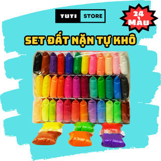 Đất nặn tự khô an toàn cho bé set nhiều màu kèm dụng cụ không dính tay, không mùi tạo hình tự khô