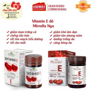 Viên uống trắng da ❤️CHÍNH HÃNG👍 Vitamin e đỏ Nga 270mg ❤️ chống lão hóa, khỏe tóc, bổ sung vitamin E, làm mịn da