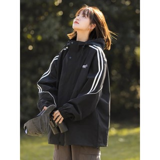 Áo khoác gió nam nữ 2 lớp chống nước APT Unisex Áo khoác dù from rộng Unisex thiết kế mũ to trùm đầu, kẻ sọc