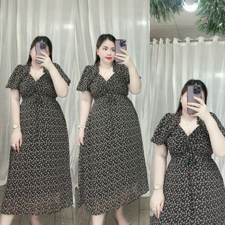 [Bigsize 60-85kg] Đầm rút voan tay bí
