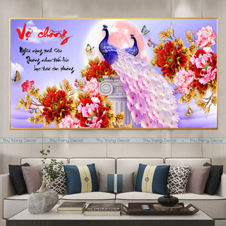 Tranh Tráng Gương Treo Tường "CHIM CÔNG" In UV 5D Cao Cấp, Tranh Treo Tường Làm Quà Tặng Tân Gia Trang Trí Nhà Cửa
