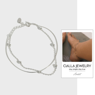 2 Layers Bead Ball Snake Chain | Lắc chân bạc 2 sợi nữ tính thanh lịch Calla Jewelry l A003