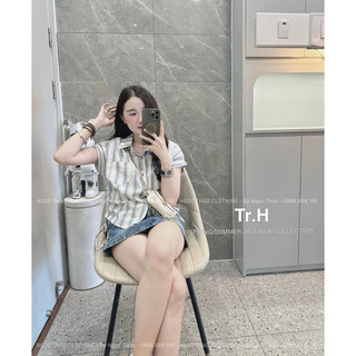 Sơ mi thô kẻ rúm eo