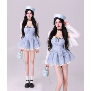 Ginna dress đầm xoè đầm 2 dây ren đầm ngắn hoạ tiết chấm bi xinh xắn phong cách ulzzang sam sam boutique