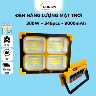 Đèn LED Năng Lượng Mặt Trời Đa Năng Cầm Tay GONGYI 300W Đèn Tích Điện Chống Nước Đổi Màu Pin 9000mAH