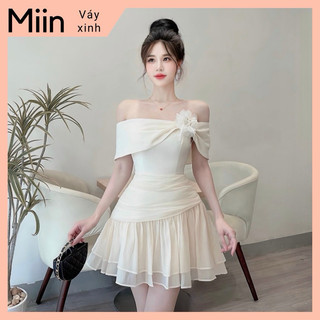 Váy tapta trễ vai lệch kết đá hoa