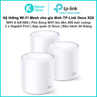  Hệ thống Mesh WIFI 6 TP-Link Deco X20 | Băng thông AX1800 băng tần kép | Kết nối lên tới 150 thiết bị | Bảo hành 2 năm 