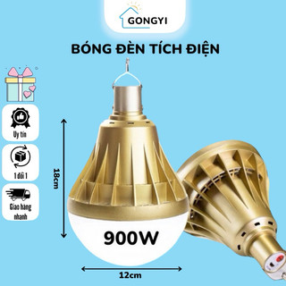 Bóng Đèn Tích Điện GongYi 900W Siêu Sáng Có Móc Treo Tiện Lợi Gọn Nhẹ Kháng Nước Có Đèn Cảnh Báo SOS