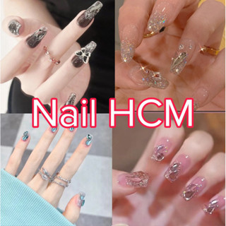 Móng Giả Móng Tay Giả Đính Đá set 24 móng kèm keo dán móng