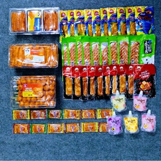  Combo đồ ăn vặt 3 món snack bánh bò 10 snack nem nướng phên 10 snack mèo yêu cá 10 vòi rồng 12 sườn dê 5 sữa chua 