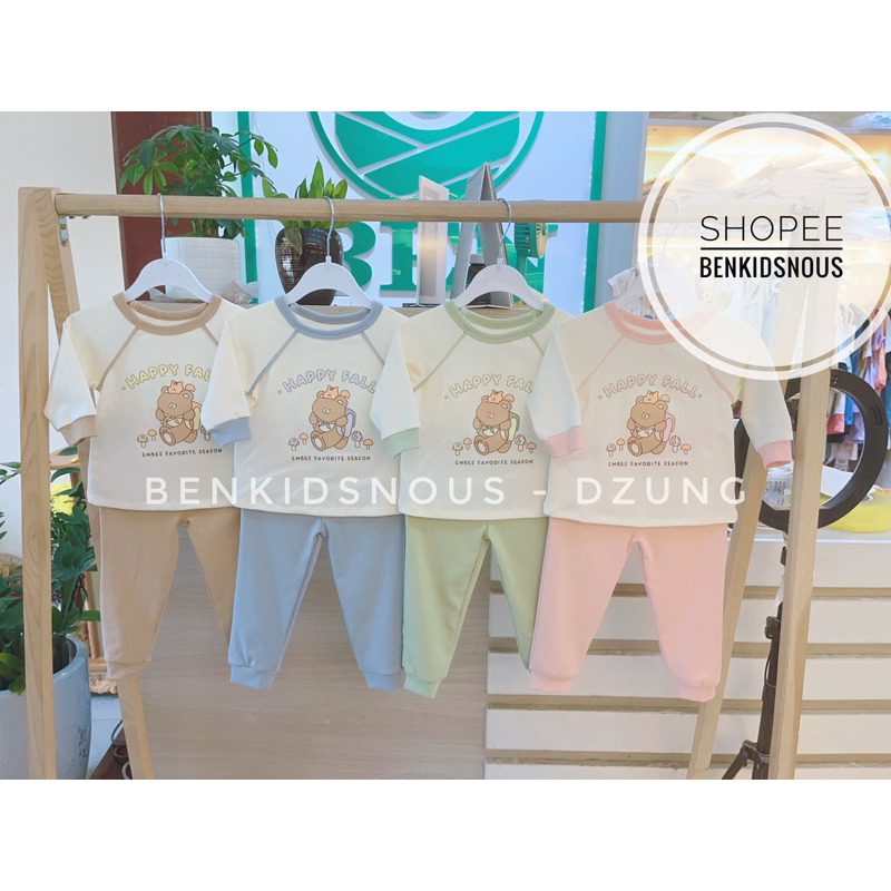EMBES - Bộ dài tay vải cotton thu đông mềm mại cho bé trai/bé gái