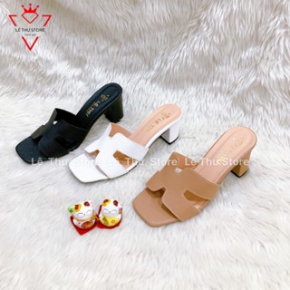  Guốc dép nữ 5 7 phân quai chữ H da nhám LT  DGC001  