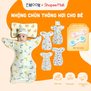 Nhộng chũn thông hơi mở tay Emoon chất liệu tơ tằm kháng khuẩn, thoáng khí, co giãn có khóa 2 chiều tiện lợi