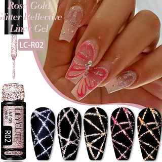 LILYCUTE Cọ Nét Gel Nhũ Flash 5ml Set Gel Vẽ Sơn Gel Nhũ Flash