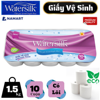 Giấy vệ sinh watersilk 36m w413,10 cuộn cao cấp x3 lớp bột giấy nguyên sinh -namart