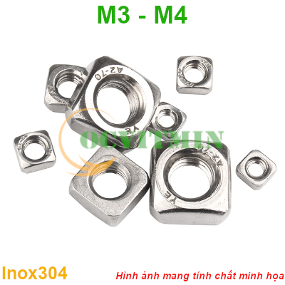 EM#V - Tán Vuông M3 M4 Đai Ốc Vuông Ecu Vuông Inox 304