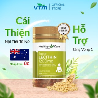 Mầm đậu nành Healthy Care Super Lecithin đẹp da, đào thải độc tố gan, cân bằng nội tiết tố hộp 100v