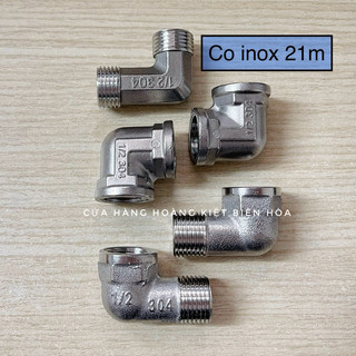 Co inox cút nối ren inox 21mm