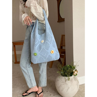 Túi len đeo chéo hoa nổi chất dệt kim phong cách Hàn trẻ trung TL03