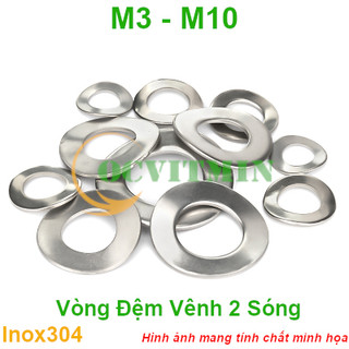 Dvs# - vòng đệm vênh 2 sóng m3m4m5m6m8m10 inox 304
