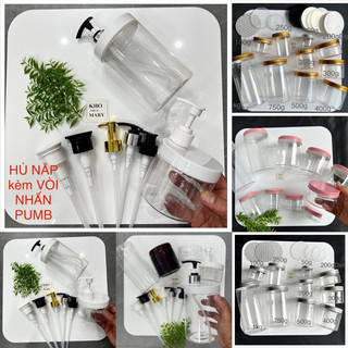 HỦ PET trong suốt NẮP VÒI NHẤN PUMB - HỦ đựng kem / DẦU GỘI vòi nhỏ giọt  500g 500ml 1kg 400g 300ml 200ml Chiết mỹ phẩm