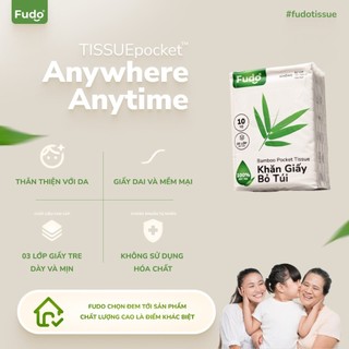 Giấy ăn bỏ túi Fudo từ sợi tre, giấy không tẩy trắng, không bụi, không hóa chất - 1 gói nhỏ