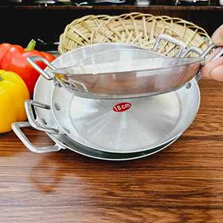 Bán 10/ 5 cái CHẢO ỐP LA - nhôm dày đáy bằng (Có rế hoặc không) Sáng bóng chiên trứng, bánh mì chảo